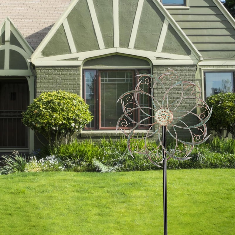 VEWOSTAR Wind Spinners Outdoor Wind Spinner Metal 13” Dia Wind Spinners for Yard and Garden Decor Pinwheels Wind Sculptures & Spinners(57” H) - Image 4